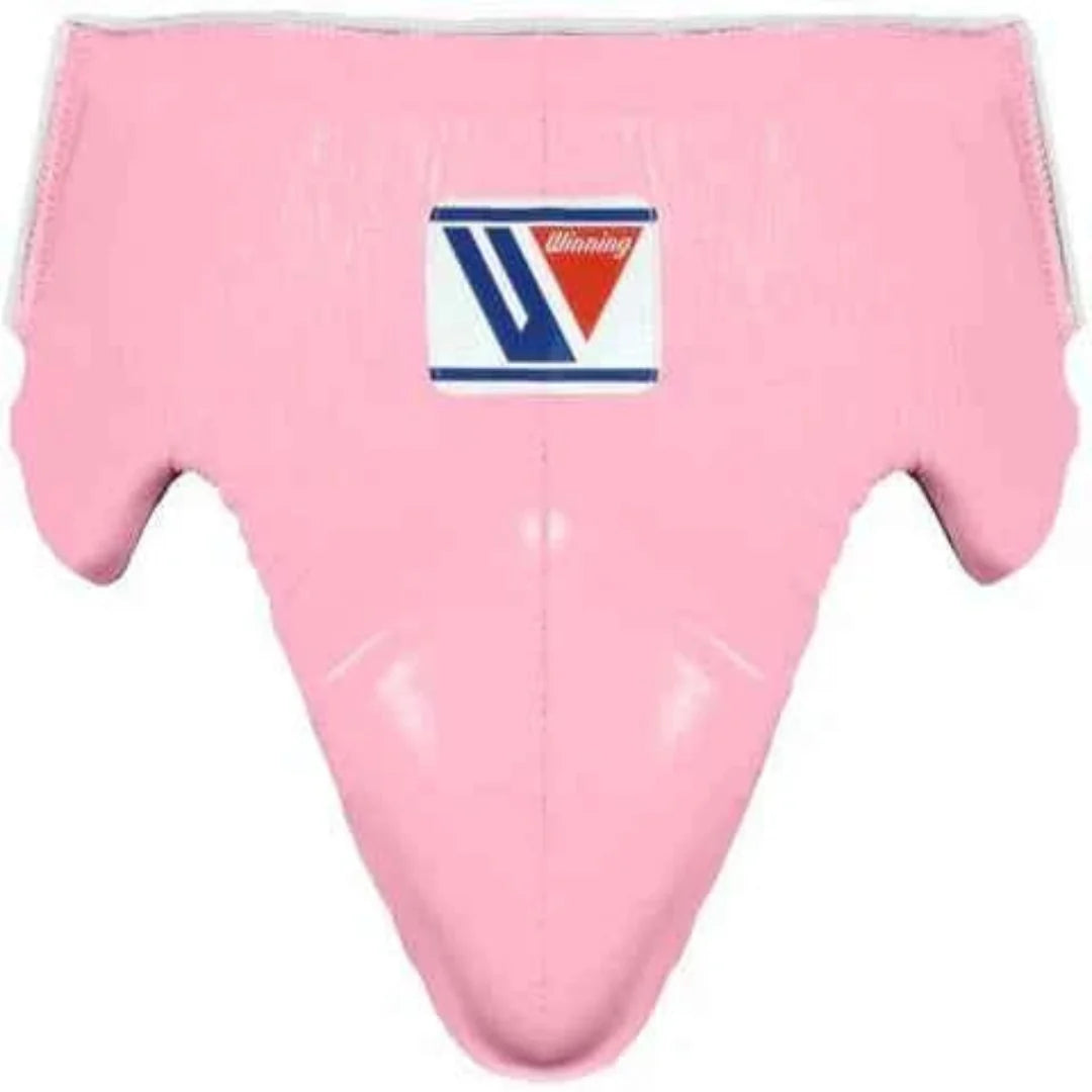 Pink protective padding with a logo on a white background
